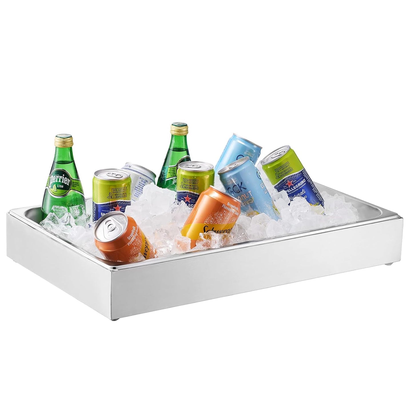 VEVOR Chilled Condiment Server, 4 Compartment Ice Cooled Condiment Serving Container, Chilled Garnish Tray Bar Caddy with Lid, for Bartending & Serving Taco, Salad, Fruit, Home & Restaurant Supplies