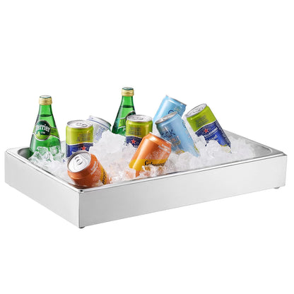 VEVOR Chilled Condiment Server, 4 Compartment Ice Cooled Condiment Serving Container, Chilled Garnish Tray Bar Caddy with Lid, for Bartending & Serving Taco, Salad, Fruit, Home & Restaurant Supplies