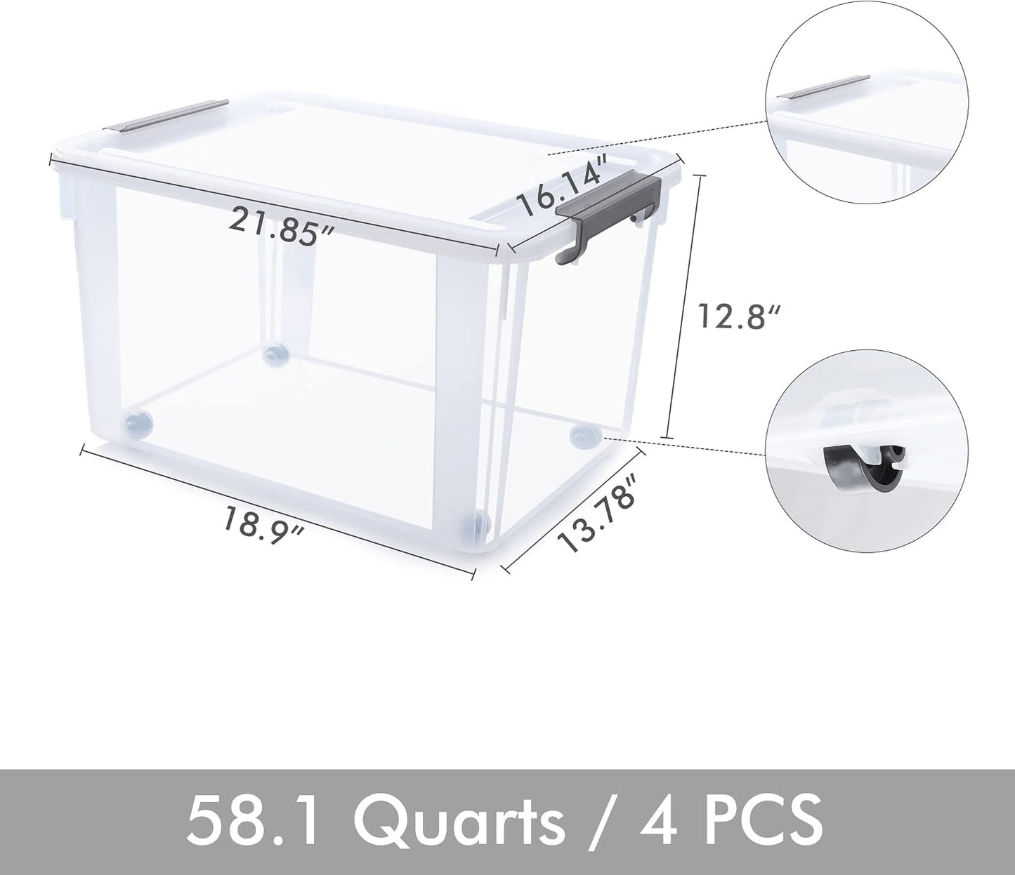 Citylife 32 QT Plastic Storage Bins with Latching Lids Stackable Storage Containers for Organizing Large Clear Storage Box for Garage, Closet, Kitchen, 4 Packs