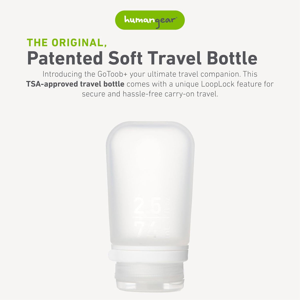 humangear GoToob+ (XL) | Refillable Silicone Travel Bottle | Locking Lid | Food-Safe Material | Blue, XL (6 fl.oz.; 177ml)