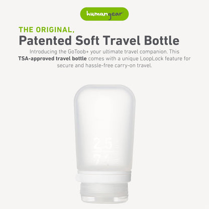 humangear GoToob+ (XL) | Refillable Silicone Travel Bottle | Locking Lid | Food-Safe Material | Blue, XL (6 fl.oz.; 177ml)