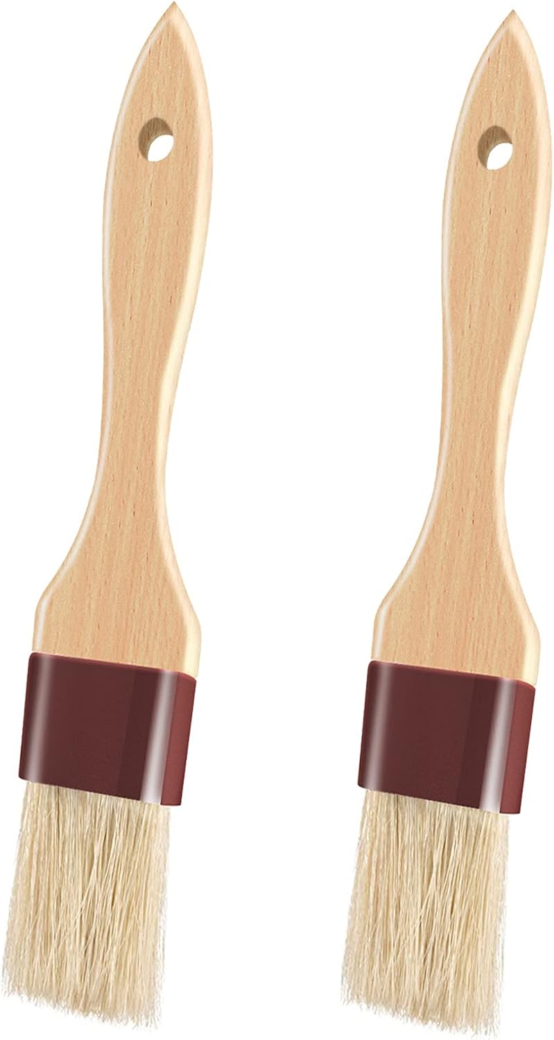 Pastry Brushes for Baking Basting Brush with Boar Bristles and Beech Hardwood Handles Culinary Oil Brush for Barbecue Butter Grill BBQ Sauce Baster Marinade Kitchen Food Cooking Brushes (1 inch)