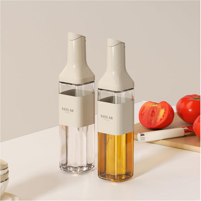 2 Set 550ml Glass Olive Oil Dispenser Bottle(White)