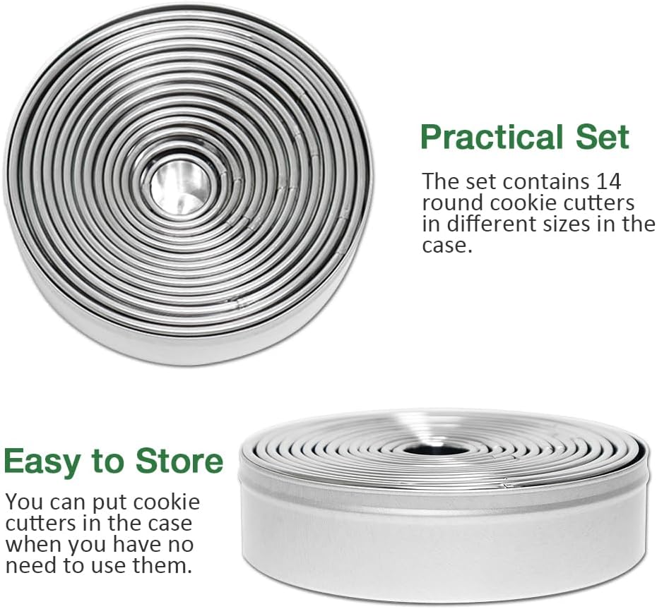 Alimat PluS Round Biscuit Cutter Set, Circle Cookie Cutters