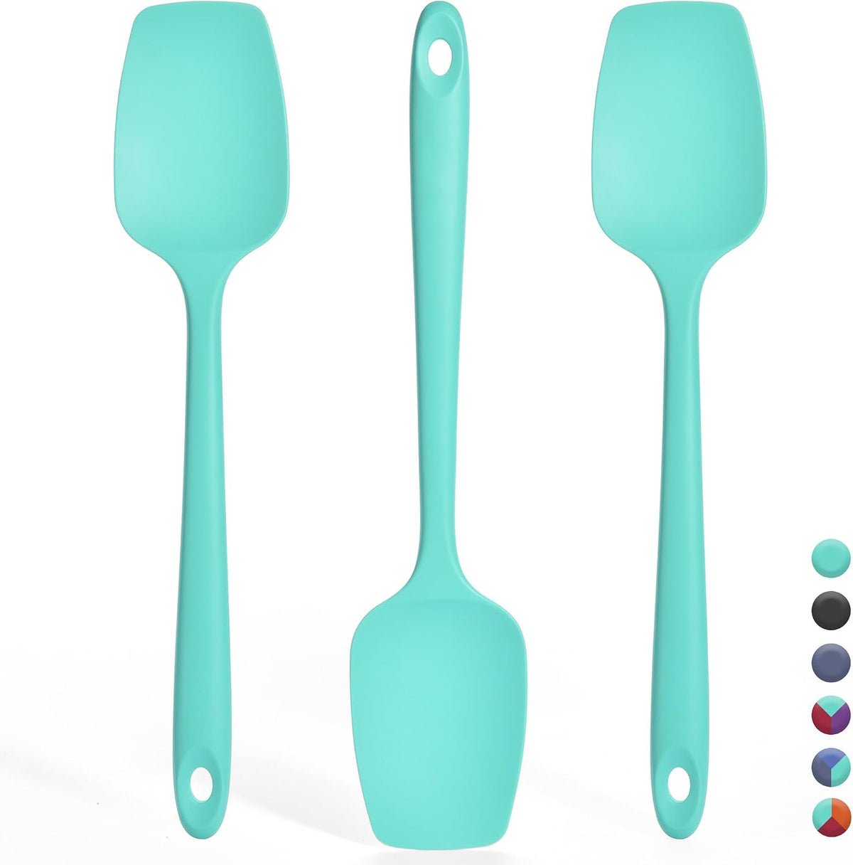 Silicone Spoonula Set, 600ºF Heat Resistant, 3Pcs, Multicolor 3