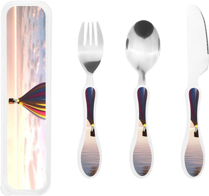 3-Piece Kids Silverware Set With Storage Case, Stainless Steel Reusable Children Safe Knife Spoon Fork Set Insects Love Children Flatware Set For Kids Lunch Box