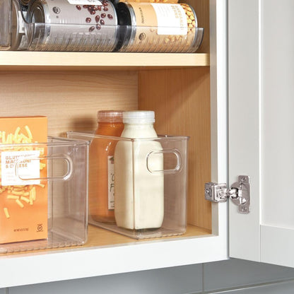 iDesign Slim Clear Plastic Storage Bin, Tall Narrow Organizer for Kitchen, Fridge, or Pantry, 4-Pack