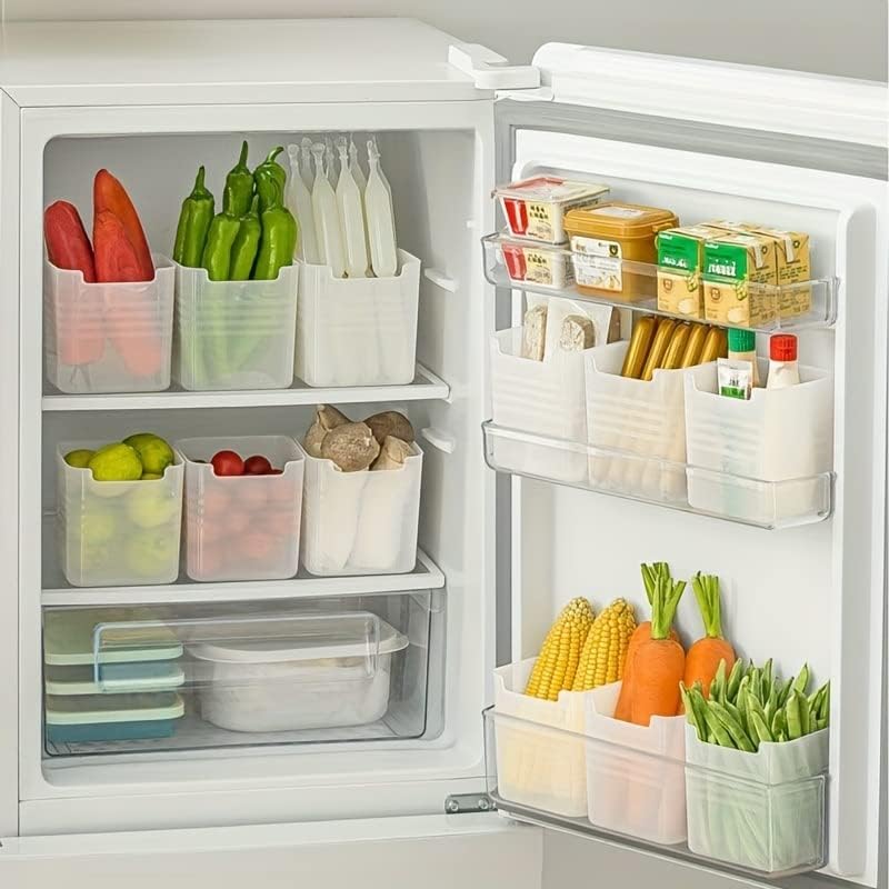 Refrigerator Organizer Box, Fridge Side Door Storage Containers Plastic Translucent Set of 3