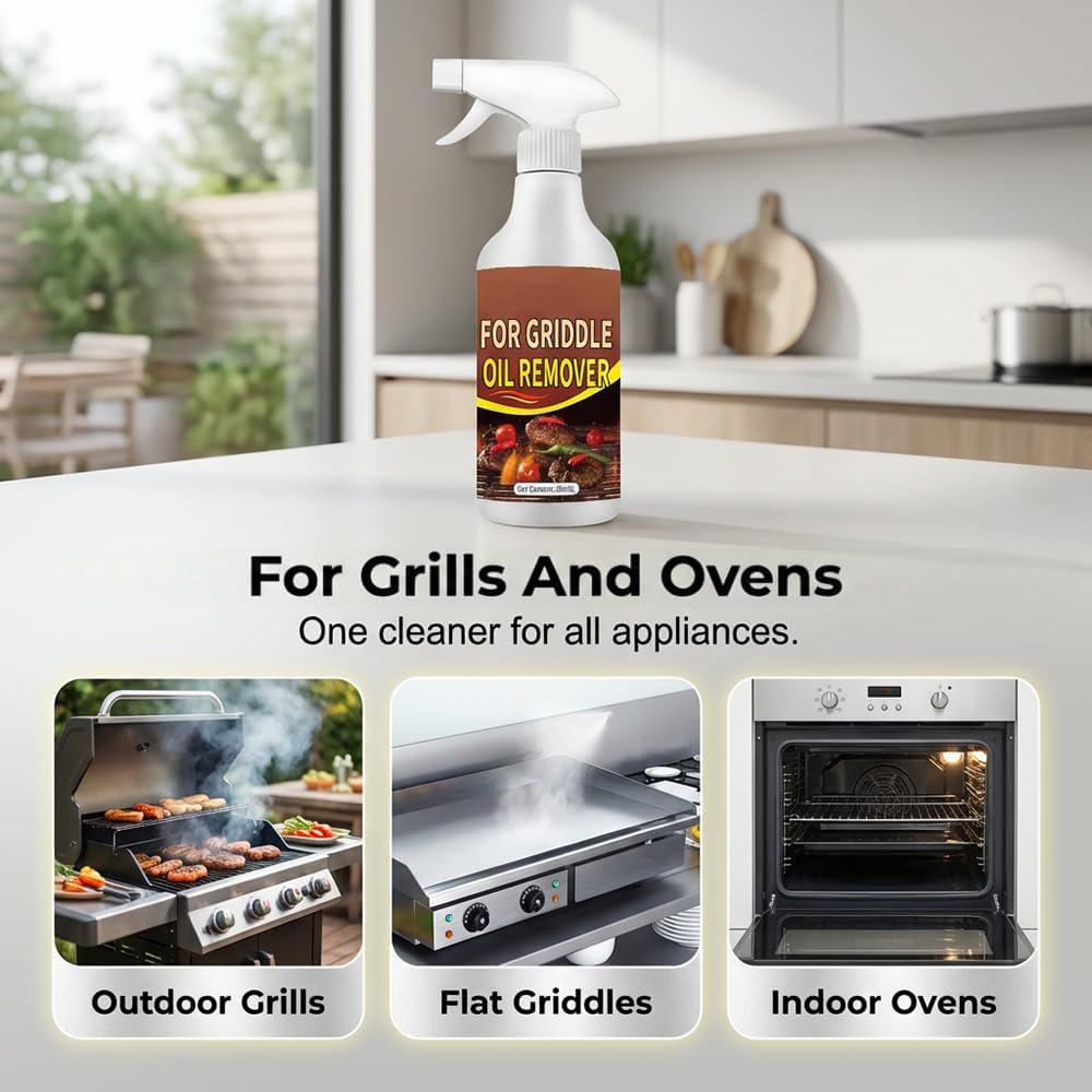 Powerful Grease Remover for Griddles, 2026 New Fast-Acting Heavy-Duty Grill Degreaser Spray,Heavy-Duty Grill Grate Degreaser Spray,Ideal for Cleaning Kitchen Grills and Ovens (White 2pcs)
