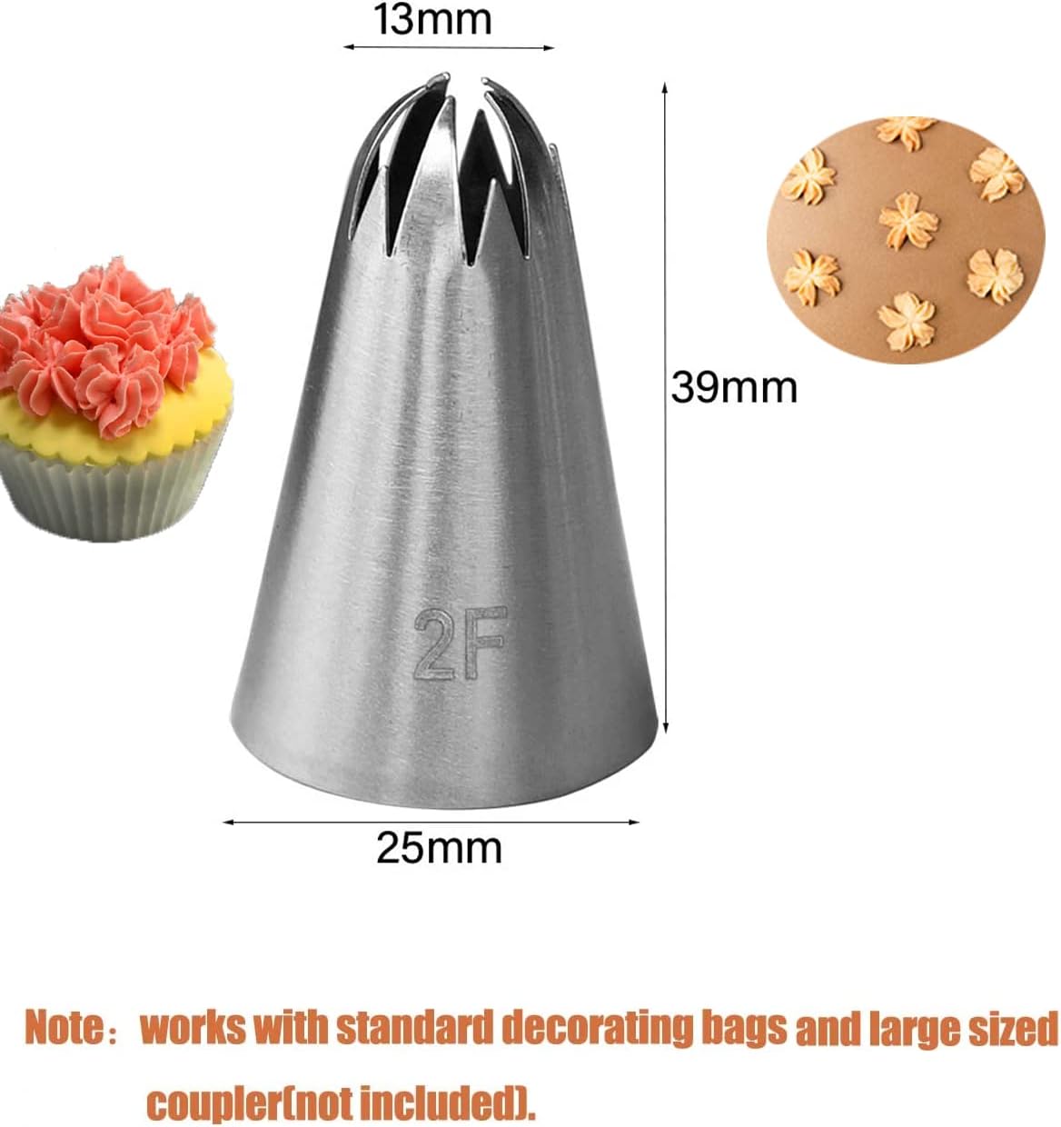 4B Piping Tip Set, Open Star Frosting Tips for Cake Decorating, 3 Pcs