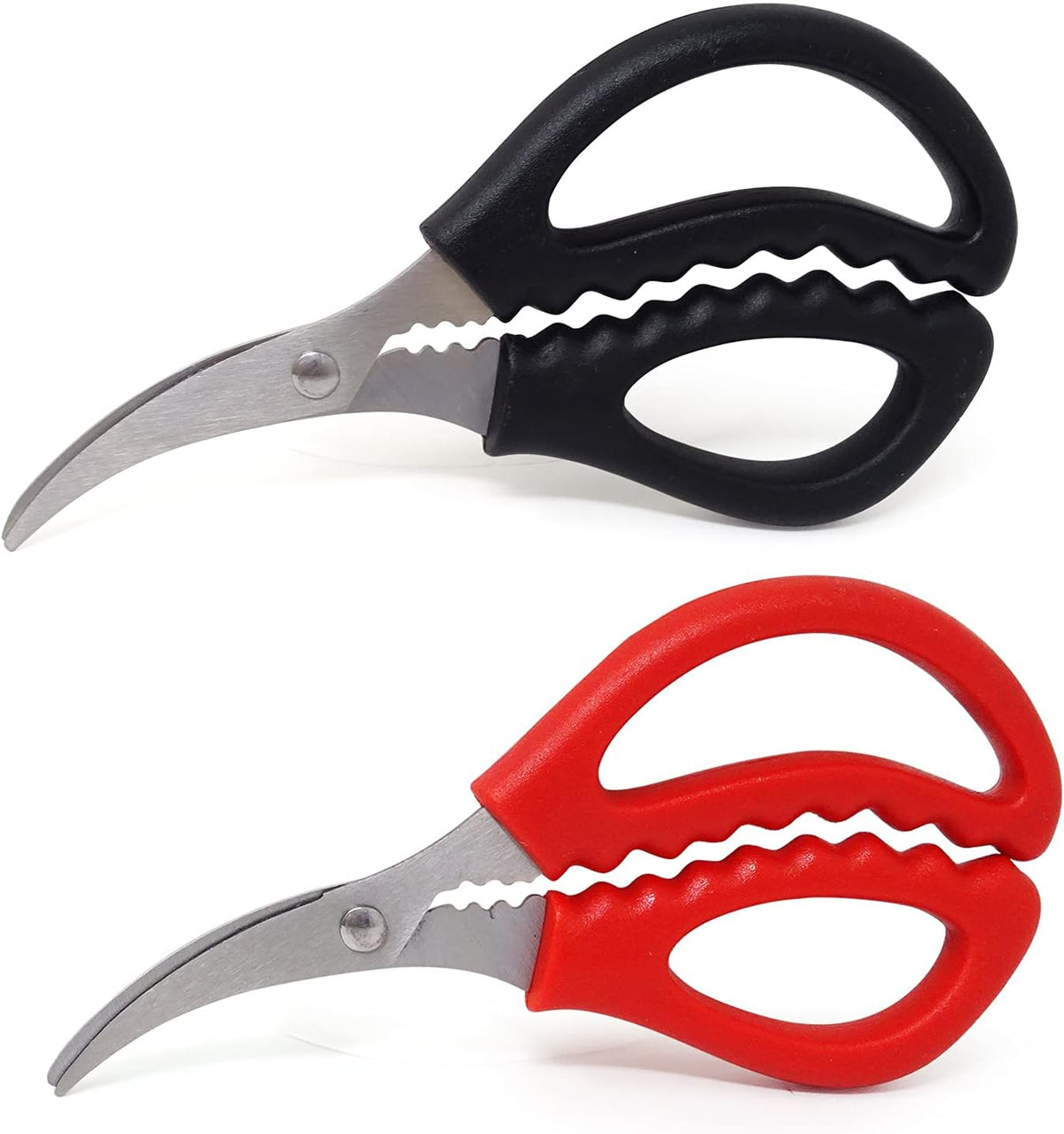Honbay 2PCS Multifunctional Stainless Steel Shears Kitchen Seafood Scissors Fish Crab Shrimp Lobster Scissors Seafood Peeling Tools for Home (2 Color, 6")