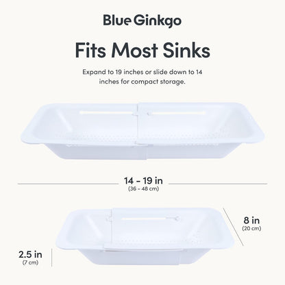 Blue Ginkgo Over Sink Colander, Extendable Kitchen Strainer, Black