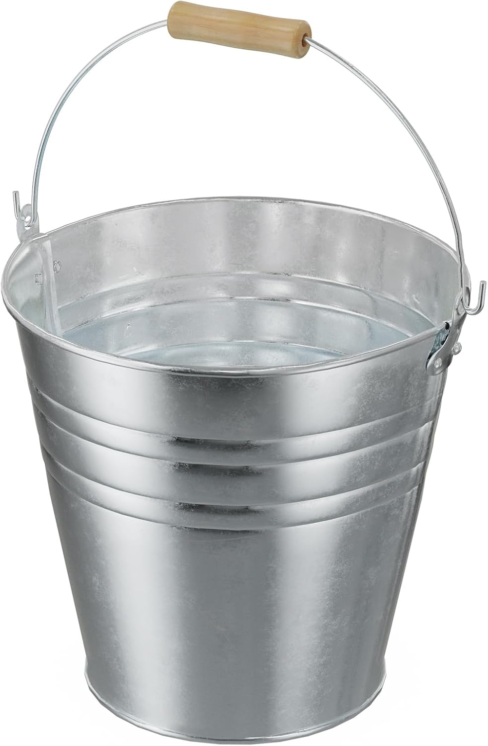 4 Gallon Galvanized Ice Bucket - Large Metal Beverage Tub with Wood Handles - Rustproof Drink Cooler for Beer Wine Champagne Party Wedding BBQ Mimosa Bar - 13" x 13" x 12"