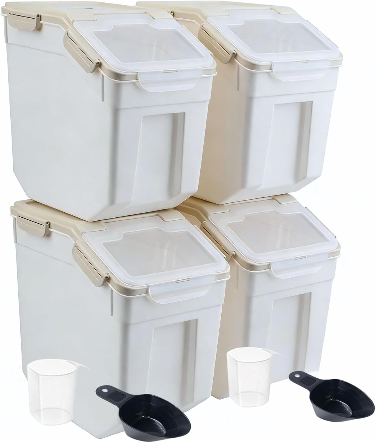 Saim Flour Storage Container Bin 25lbs (2 Pack), BPA Free Rice & Food Dispenser with Lid, Measuring Cup & Scoop - Kitchen Pantry Organizer for Grain, Cereal, Dog Food, Baking Supplies - Dark Blue