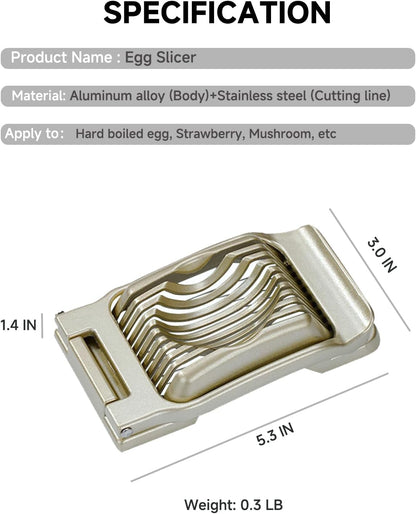Egg Slicer for Hard Boiled Eggs, Metal Durable, Cutter for Strawberry Gold