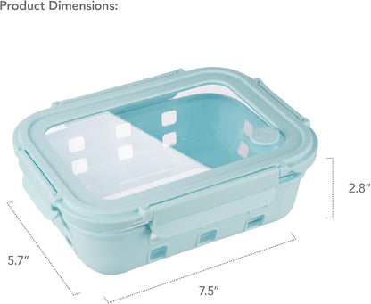 GENICOOK Glass Food Storage Containers With Glass Lids Bento Box Set Lunch Box Eco Friendly Meal Prep Containers Airtight – Plastic Free, Silicon Sleeve Bpa Free 4.4cup/ 5 * 1050ml