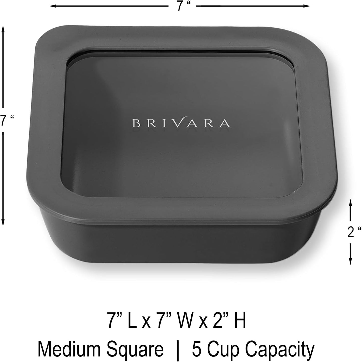 Ceramic Coated Glass Food Storage Container | No PTFE, PFOA, PFAS, and BPA | Reusable Non Toxic Meal Prep Container with Glass Lid | Easy To Store | 3 Cup Rectangle [Onyx]