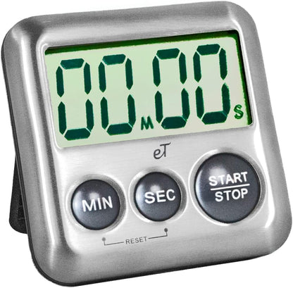 Elegant Digital Kitchen Timer Stainless Steel - Loud Alarm Model eT24 Plum