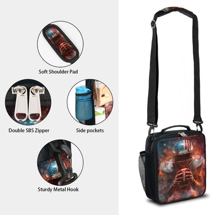 cfpolar Skull Skateboard Lunch Box for Boys Girls, Insulated Lunch Bags for Kids Reusable Mini Cooler Lunch Tote Lunchbox Thermal Meal Tote Kit with Shoulder Strap for Work School Picnic