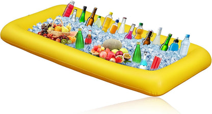 Leitee Inflatable Serving Bar with Drain Plug 52 x 24 x 5'' Inflatable Ice Serving Buffet Bar for Party Food Cooler Buffet Drink(Black,Basic Style)