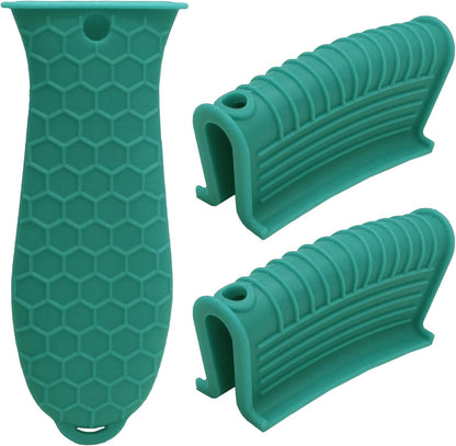 4 Pack Cast Iron Handle Covers, Heat Resistant Silicone, Black