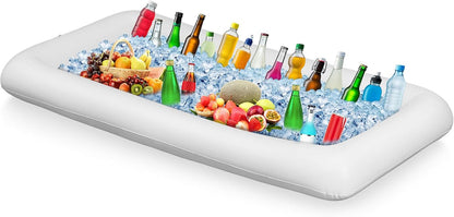 Leitee Inflatable Serving Bar with Drain Plug 52 x 24 x 5'' Inflatable Ice Serving Buffet Bar for Party Food Cooler Buffet Drink(Black,Basic Style)