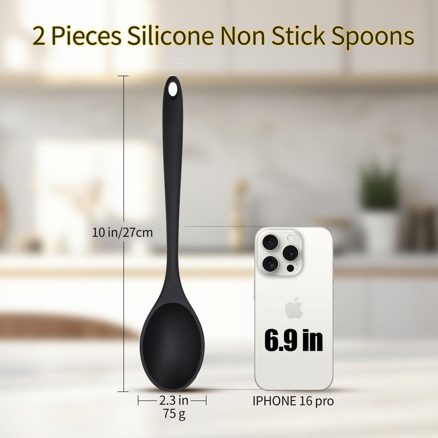 Silicone Spoons Set of 5,Mixing Spoons for cooking,Heat Resistant Spoons, Mixing Spoons for Kitchen Cooking Baking Stirring Mixing Tools (2pcs Large & 3pcs small)