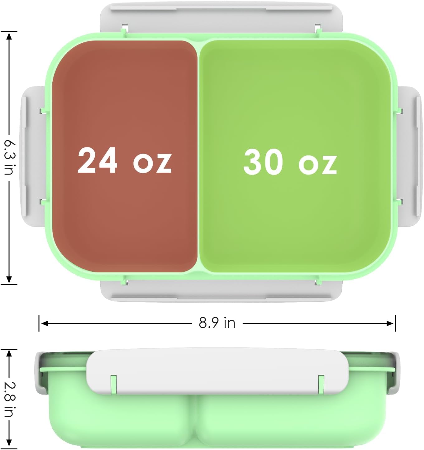 WHALEHOUSE Bento Lunch Box, 1300ML 4 Compartments Meal Prep Container with Utensil, Airtight Food Storage Container with Snap Locking Lids, Microwave/Dishwasher/Freezer Safe, On the Go