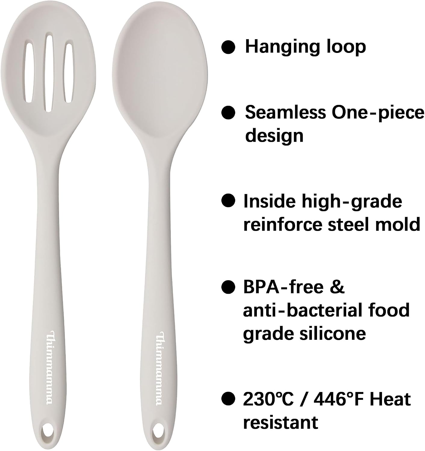 Silicone Cooking Spoon, Nonstick Kitchen Spoons for Cooking, Slotted and Solid Serving Spoon Heat Resistant, Silicone Mixing Spoons Basting for Nonstick Cookware 4 Pack