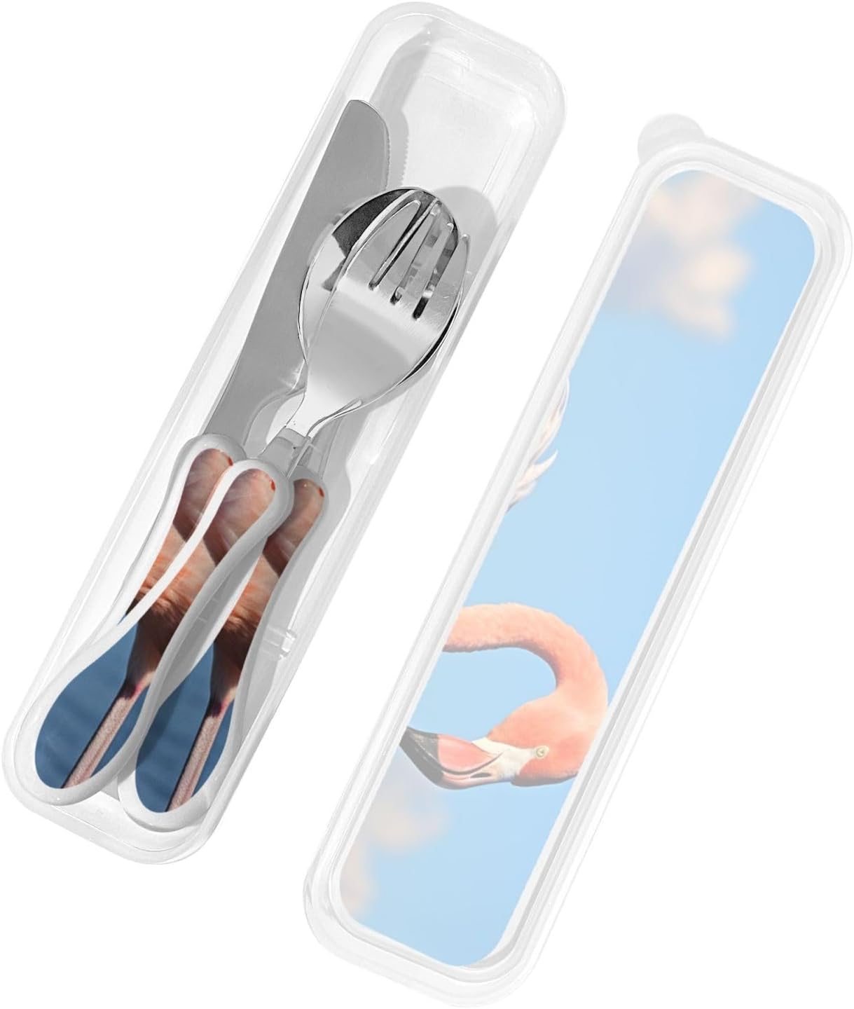 3-Piece Kids Silverware Set With Storage Case, Stainless Steel Reusable Children Safe Knife Spoon Fork Set African Lion Black And White Children Flatware Set For Kids Lunch Box