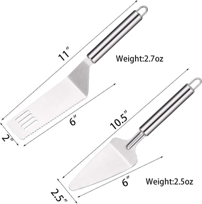 Patelai 2 Pcs Cake Server Set Knife Stainless Steel Pie Spatula