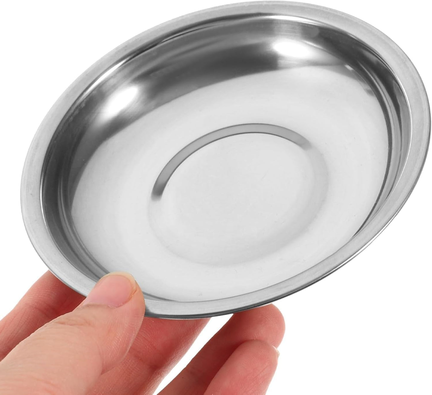 Stainless Steel Mini Appetizer Plates, Set of 10, Round Dipping Bowls for Sauces