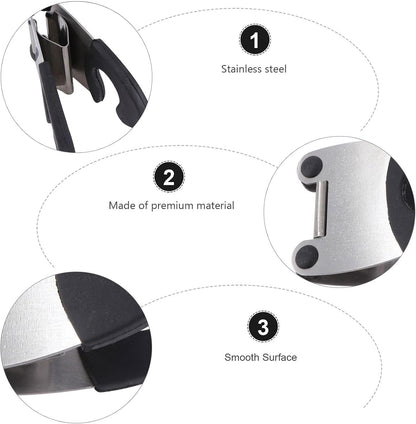 2pcs Stainless Steel Pot Clip Spoon Rest with Black Rubber