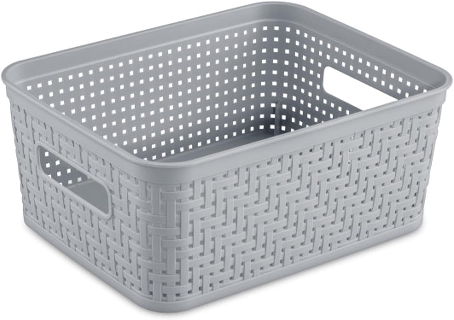 Sterilite 6-Pack Tall Basket, Woven Plastic Storage Baskets for Organization, Cement - Organizing Bin Containers with Handles for Bedroom, Bathroom, Dorm, and Closet