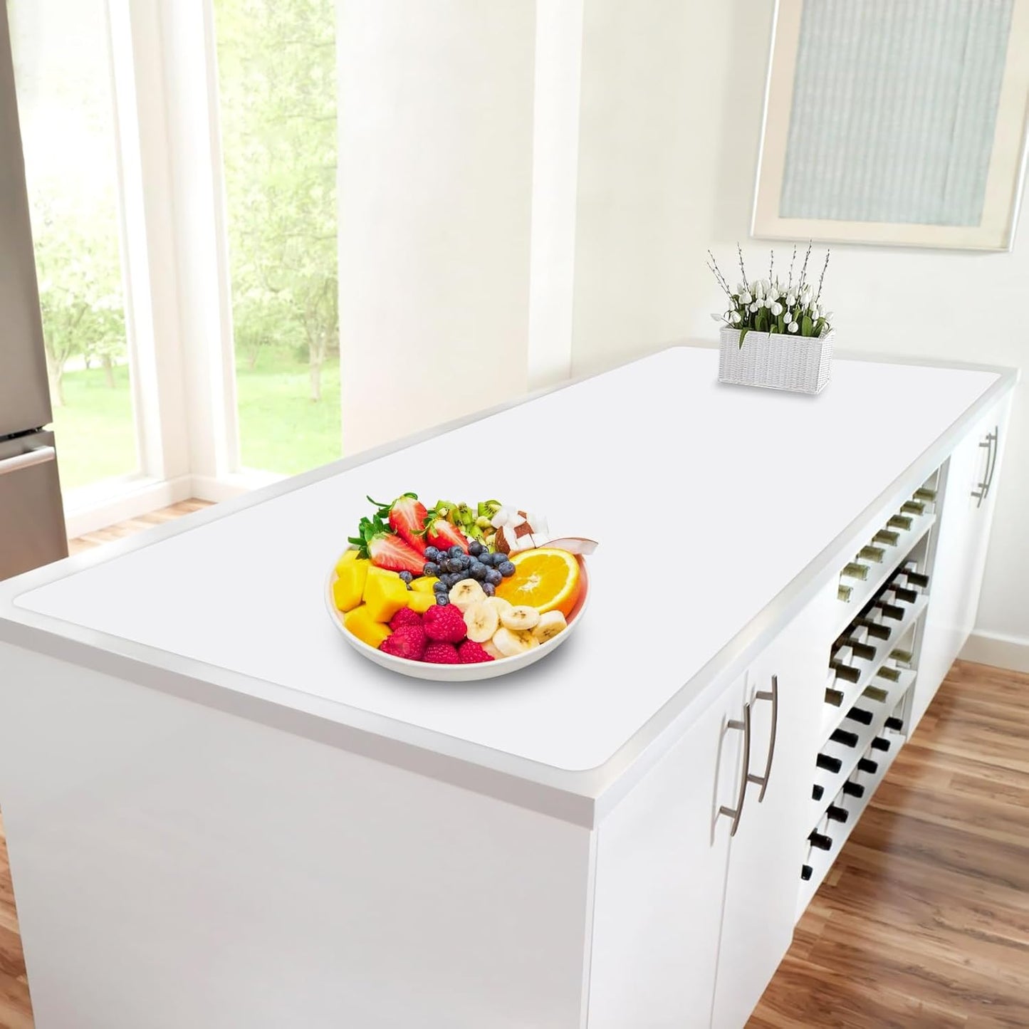 Extra Large Silicone Mat, 84”x24” Heat Resistant Mats for Countertop, Cuttable Waterproof Kitchen Counter Mat, Multipurpose Countertop Protector Mat, Silicone Mats for Kitchen Counter (Translucent)