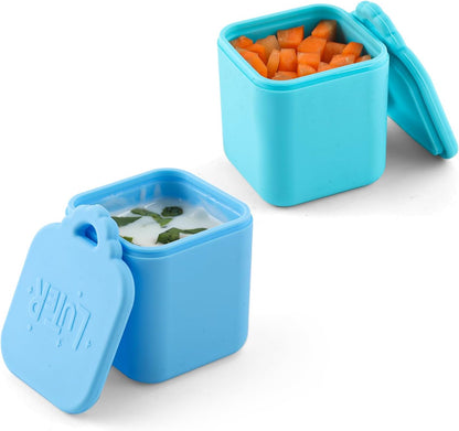 2PCS Dip Containers Compatible with, 4oz Silicone Salad Dressing Container To Go for Most Bento Lunch Box Condiment Dipping Sauce Cups with Lids for Kids School Picnic Travel (Orange, Purple)