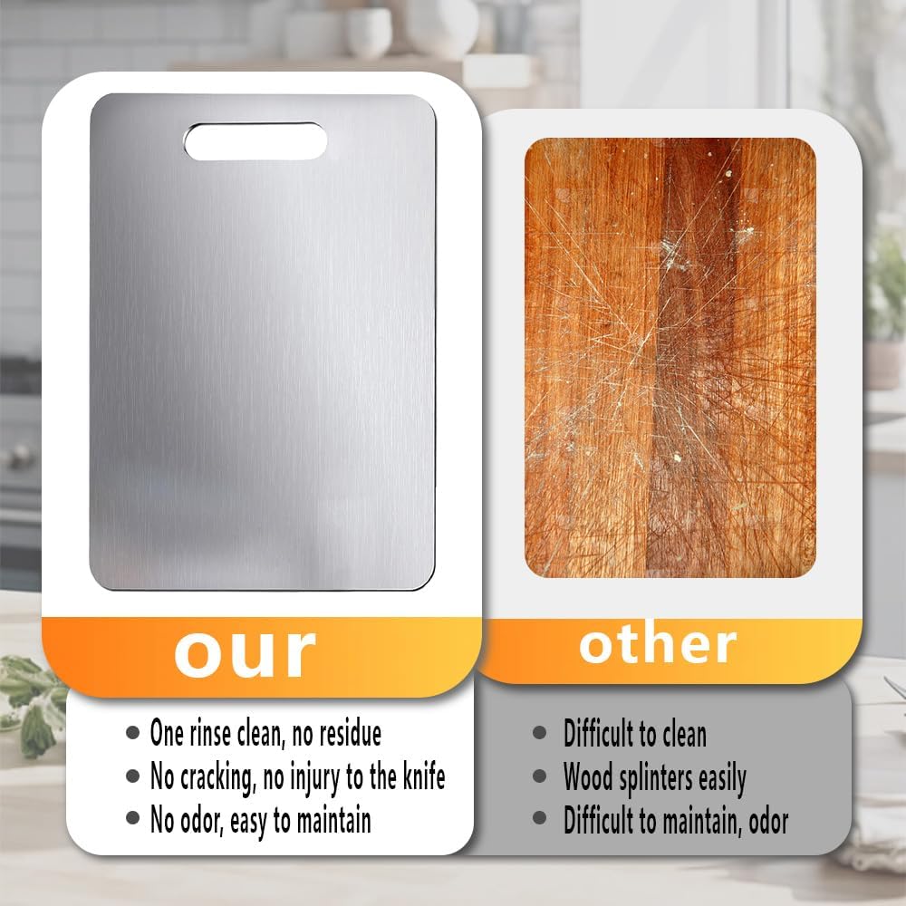 Titanium Cutting Board, 3 PCS Titanium Cutting Boards for Kitchen, Non Toxic, Double-Sided Food Grade Chopping Board for Outdoor Camping(15.6" x 11", 13" x 9.3", 11.8" x 7.8")