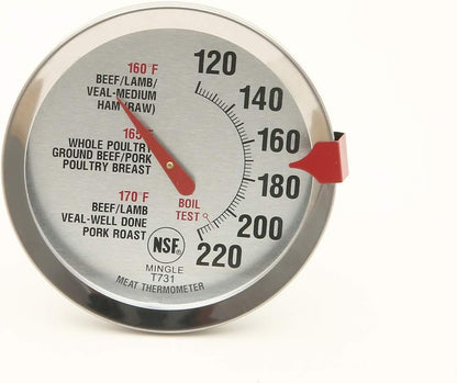 Meat Thermometer for Oven T731, BBQ Thermometer, Oven Safe, Large 2.5-Inch Easy-Read Face, Stainless Steel Stem and Housing