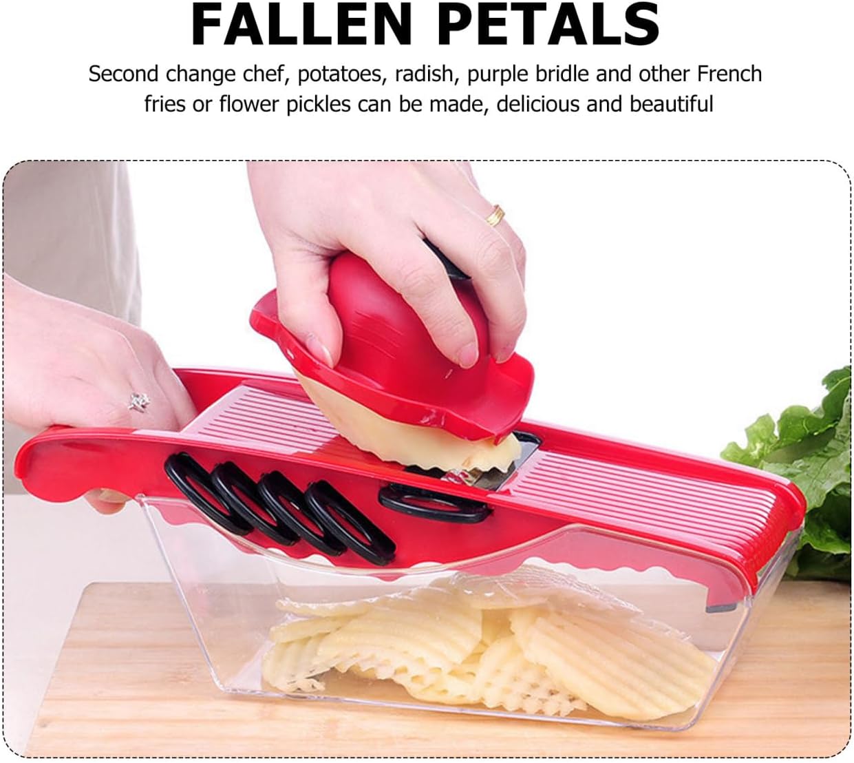 ULTECHNOVO Red Food Safety Holder for Mandoline Slicer, Universal Finger Guard for Vegetable Grating & Slicing, Plastic Hand Protector with Metal Pins for Potato Lemon Cheese