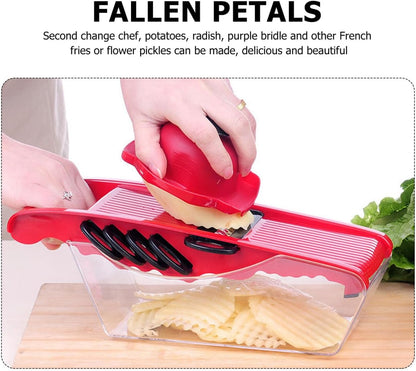ULTECHNOVO Red Food Safety Holder for Mandoline Slicer, Universal Finger Guard for Vegetable Grating & Slicing, Plastic Hand Protector with Metal Pins for Potato Lemon Cheese