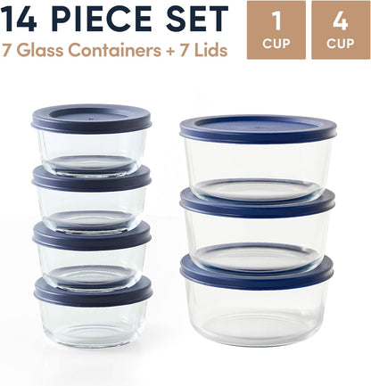 6-Piece Glass Food Storage Containers Set (3 Containers + 3 BPA-Free Lids) | 2-Cup, Leakproof | Microwave, Freezer, Oven & Dishwasher Safe | Ideal for Meal Prep & Pantry Organization, Pistachio