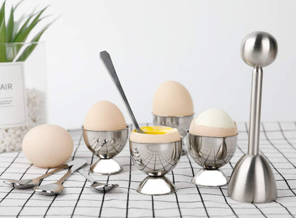 Egg Cracker Topper Cutter for Soft Hard Boiled Eggs Separator Holder Set