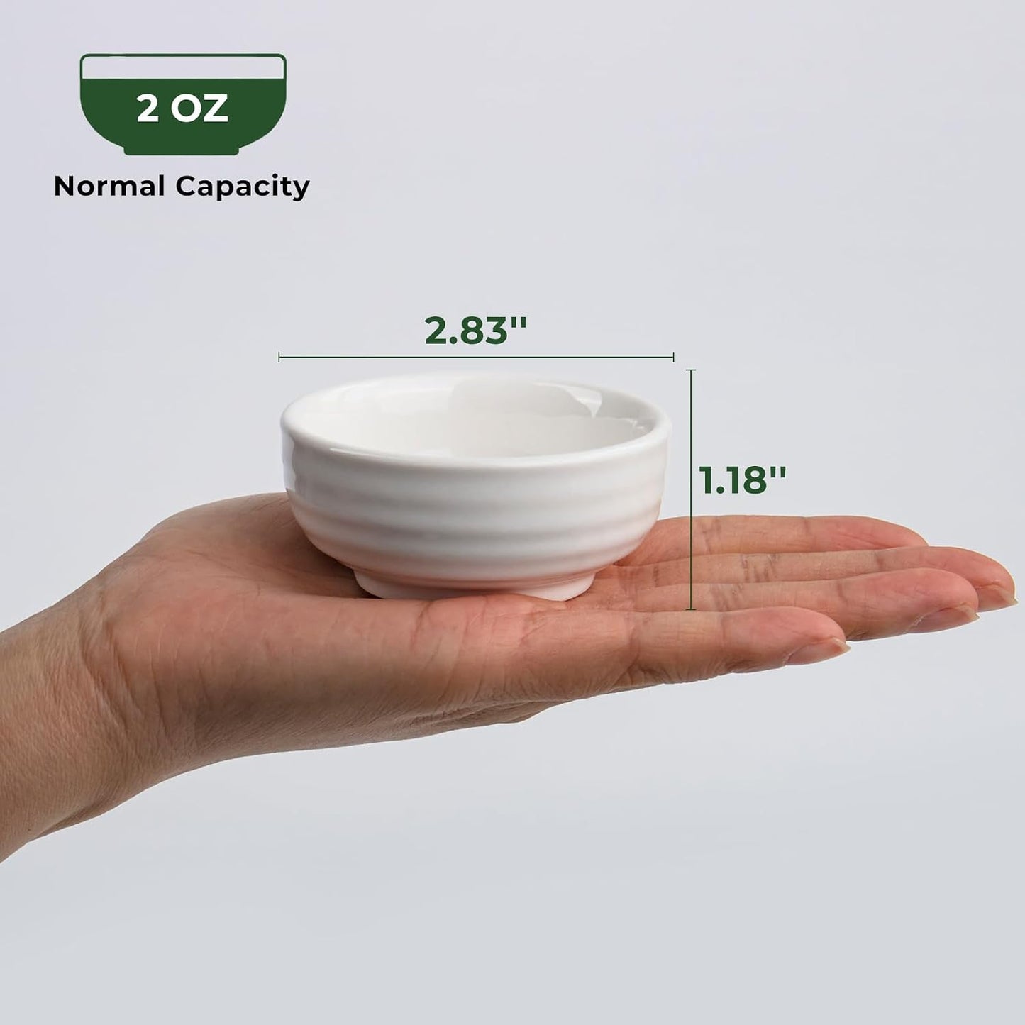 2.3 oz Mini Bowls, Set of 6 Small Bowls for Sauces Dippings Charcuterie Snacks Condiments, White