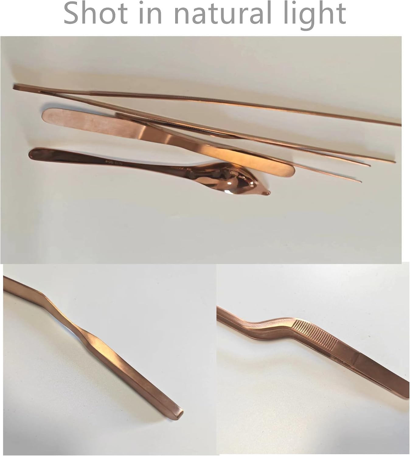 4 Pcs Stainless Steel Kitchen Chef Cooking Tweezers Precision Tongs Drawing Spoons Offset Spatula Set for Professional Chef Food Culinary Plating Decorating (Rose Golden)