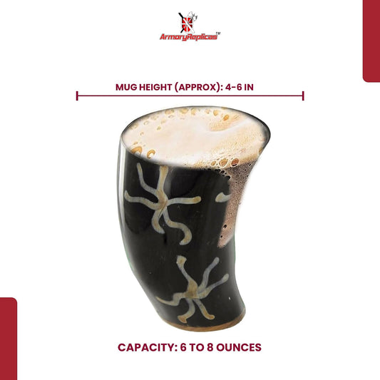 Armory Replicas™ 3-Piece Buffalo Drinking Horn Set – Handmade Natural Horn Cups with Earth Design, Viking Style Mead Ale Wine Cups for Feasts, Parties & Collectors