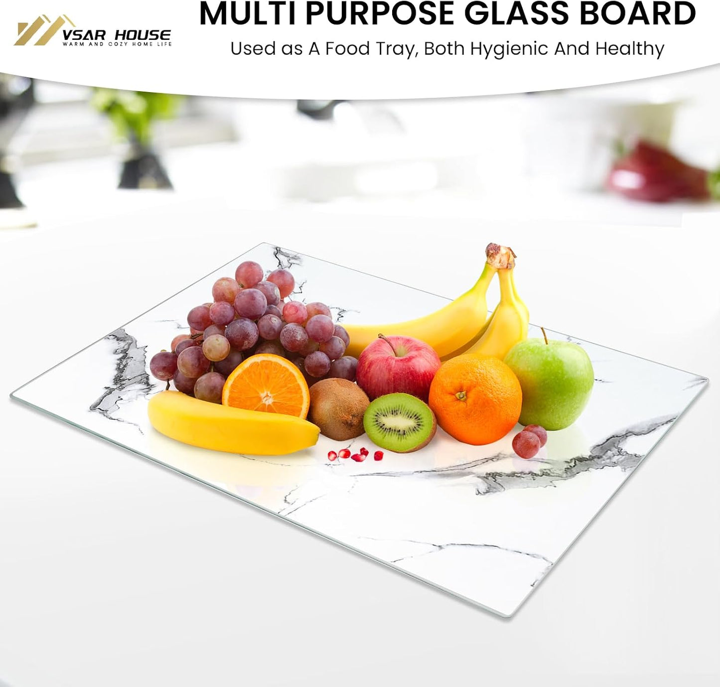 Tempered Glass Cutting Boards for Kitchen, Set of 2 Gold Glass Chopping Boards, 16"x12" & 12"x8" Cutting Boards With NonSlip Feet, Scratch Resistant, Heat Resistant, Easy to Clean
