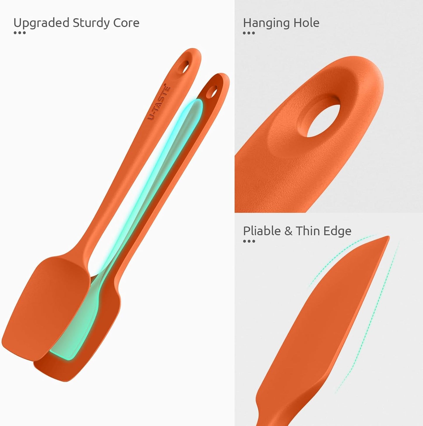 U-Taste Silicone Spatula Set with 600 Degrees Fahrenheit Heat Resistant (Black)