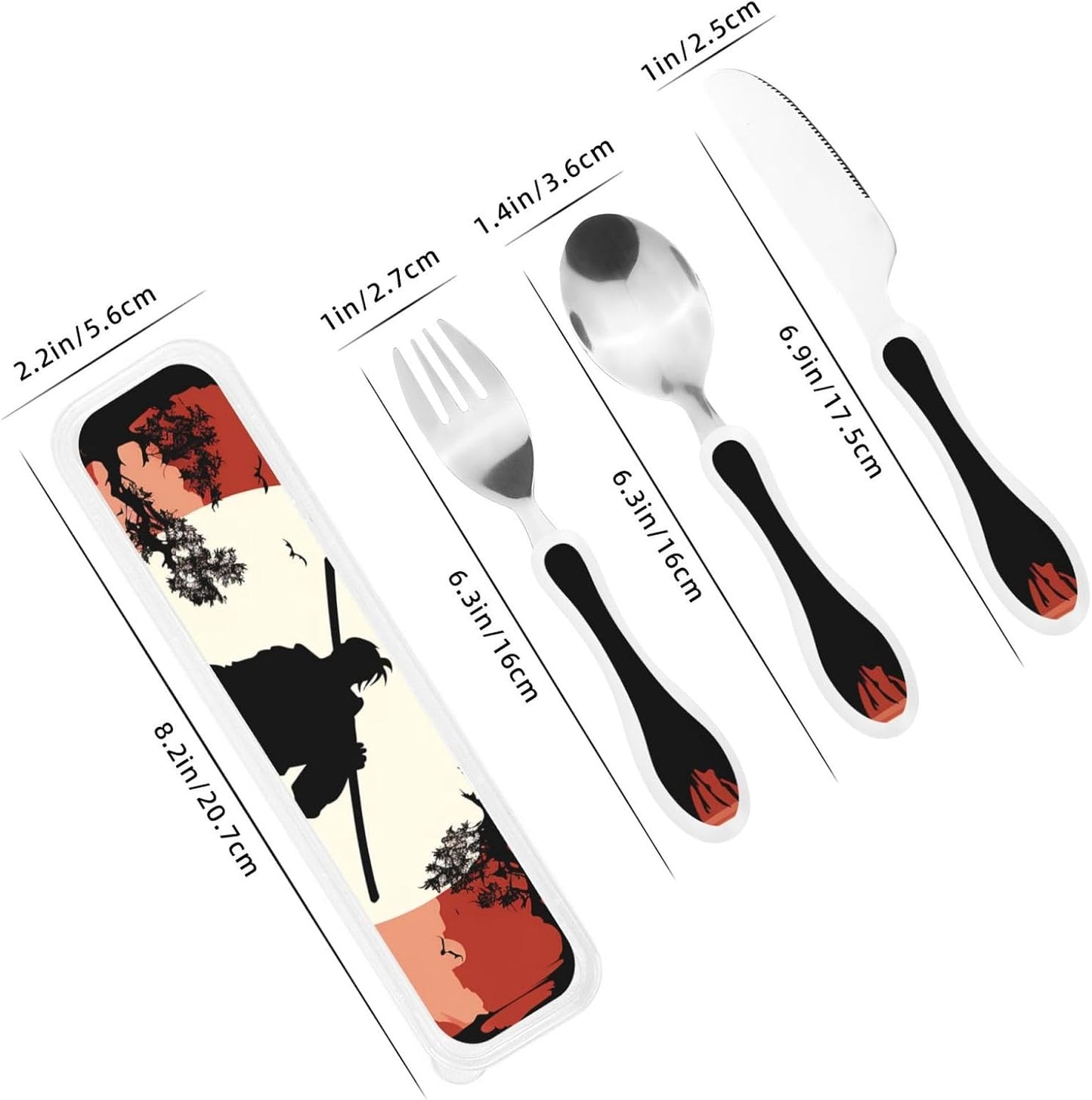 3-Piece Kids Silverware Set With Storage Case, Stainless Steel Reusable Children Safe Knife Spoon Fork Set Samurai Children Flatware Set For Kids Lunch Box