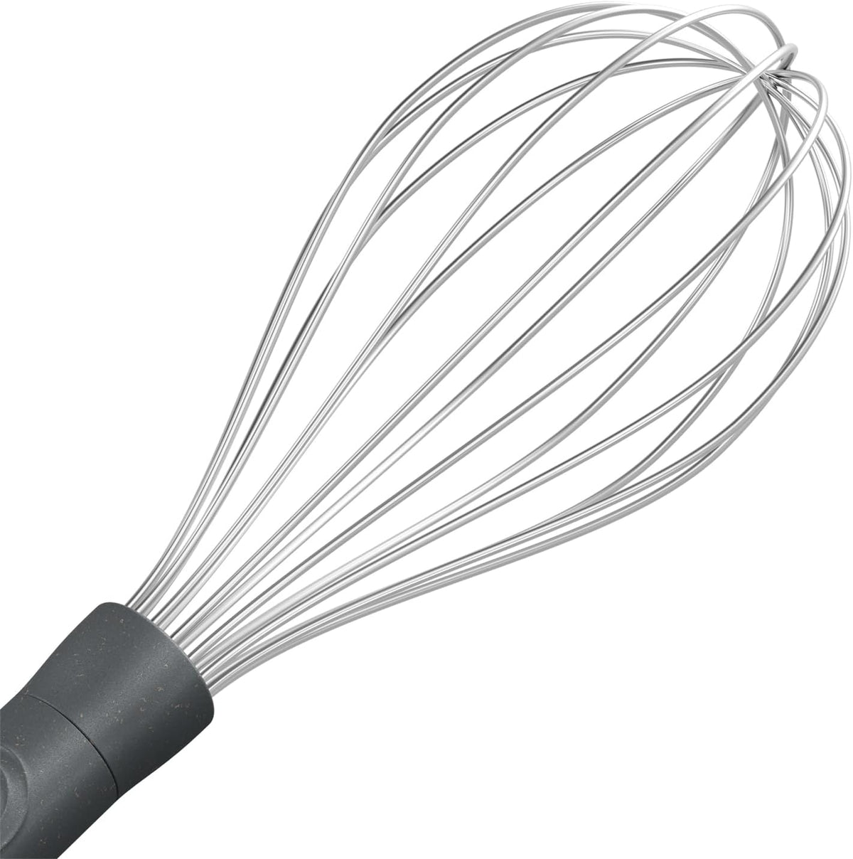 Zyliss Flat Whisk, Sustainable Wheatstraw/Nylon, Cooking Whisk forr Cooking and Serving with Heat Resistant Silicone Head, Beluga Grey, 11.9" x 2.8", Dishwasher Safe, 5 Year Guarantee