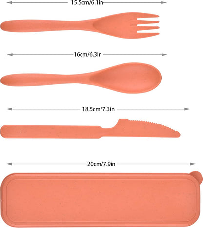 2 Sets Reusable Utensil Set with Case, Portable Plastic Spoons Fork Knife Camping Utensils for Lunch Box Accessories for Kids Adults Travel Picnic Camping Daily Use(Blue, Black)